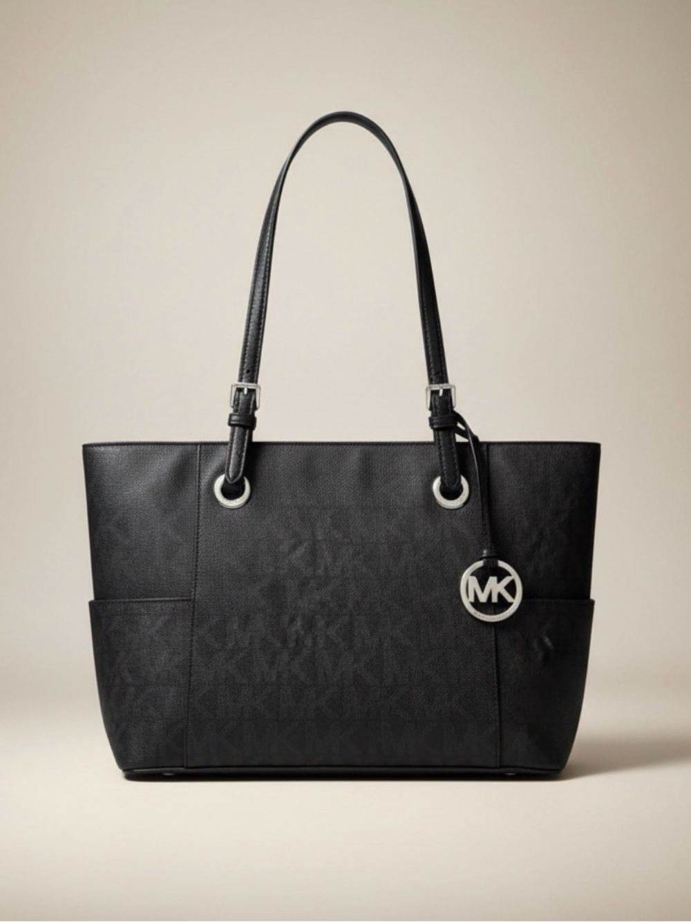 Michael Kors Large Jet Set Tote Signature Black Saffiano Leather